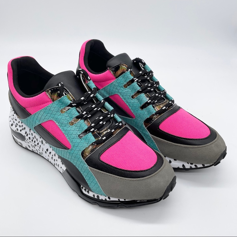 Steve Maddens Cliff Bright Multicolored Pink Blue Gray Sneakers - Picture 3 of 9